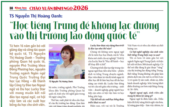 TS. Nguyễn Thị Hoàng Oanh chia sẻ trên Tạp chí Khoa học phổ thông về vai trò của tiếng Trung trong thị trường lao động quốc tế